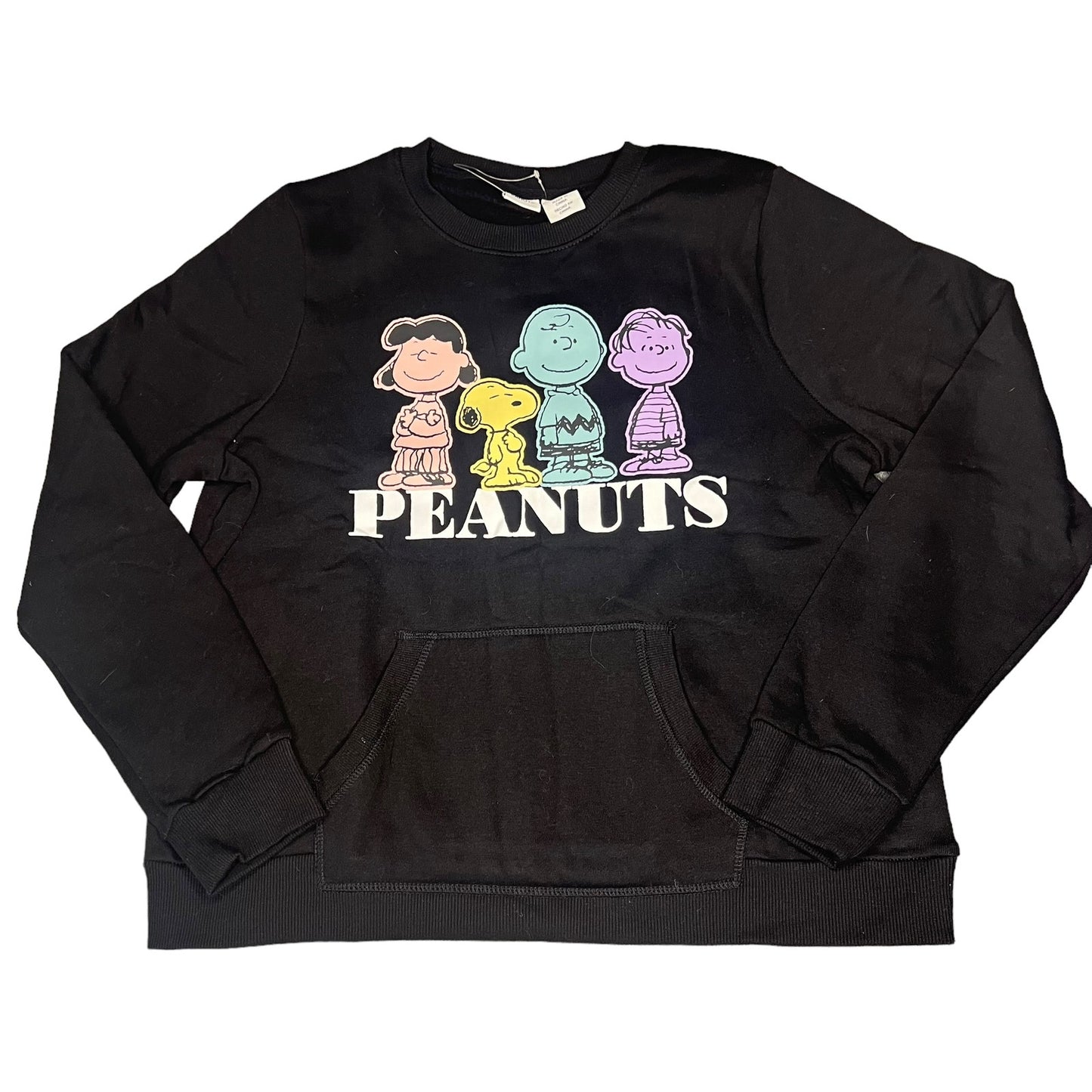 NWOT Peanuts Women's Medium Black Snoopy Charlie Brown Lucy Crewneck Sweatshirt