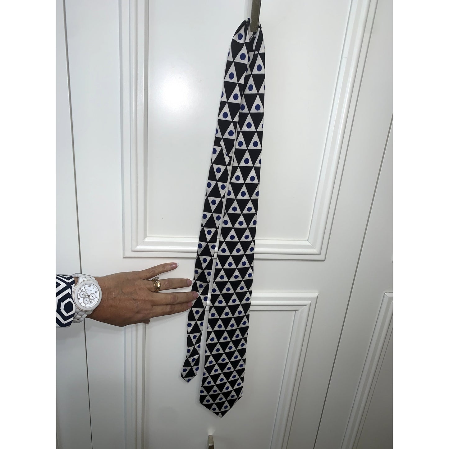 Tom James Men's Silk Geometric Designer Tie Multicolor