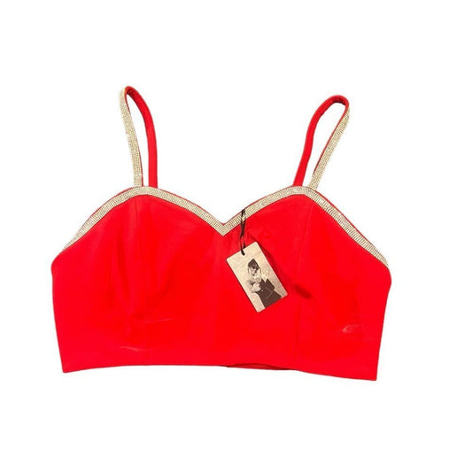 NWT Sincerely Jules Red Crop Top Bedazzled Size Medium