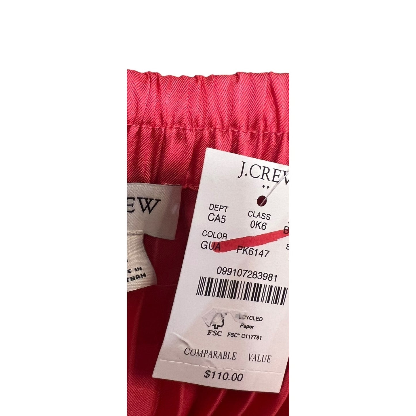 NWT J.Crew Factory Women's Large Pink/Coral Pleated Elastic Waist Midi Skirt