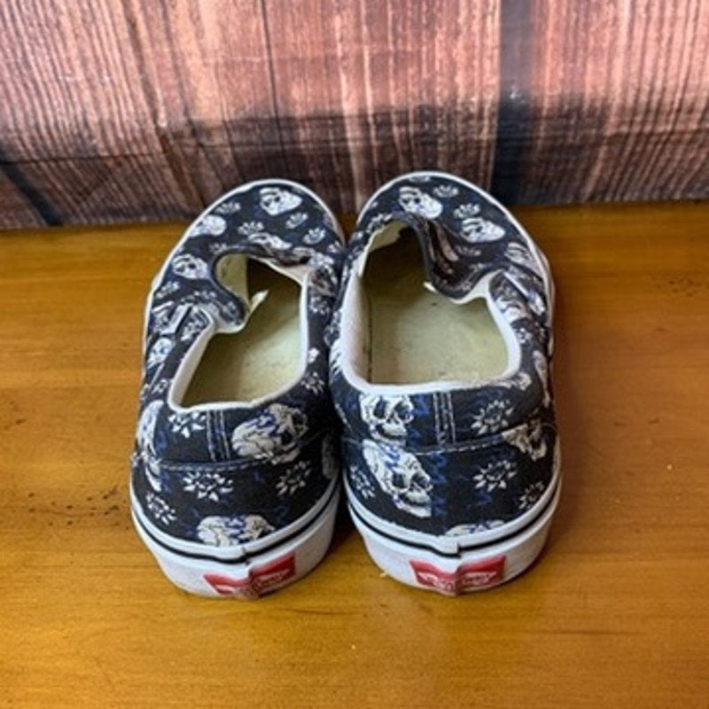 Vans Classic Slip-On Flash Skulls Men's Shoes Blue Size 9