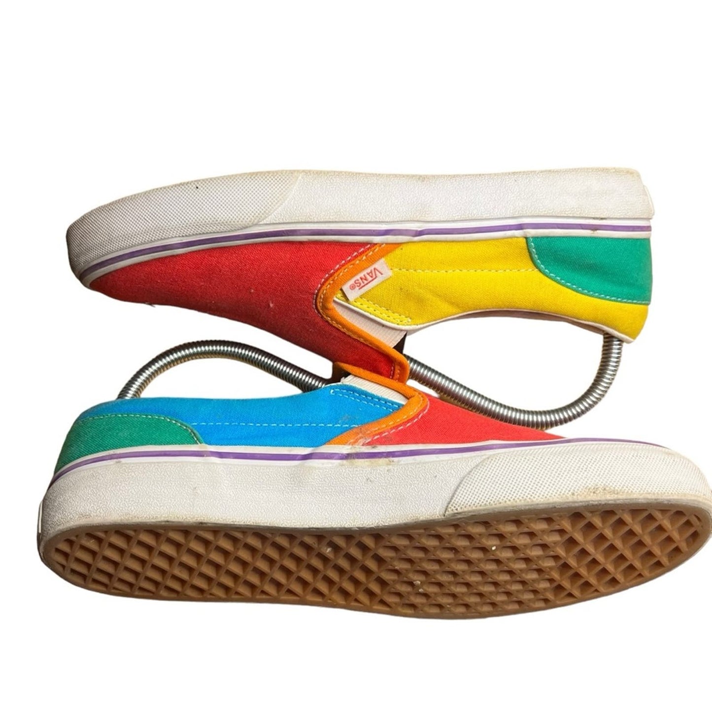 Vans Classic Slip-On Rainbow Color Block Low Top Shoes- Youth 6.5/ Women's 8.0