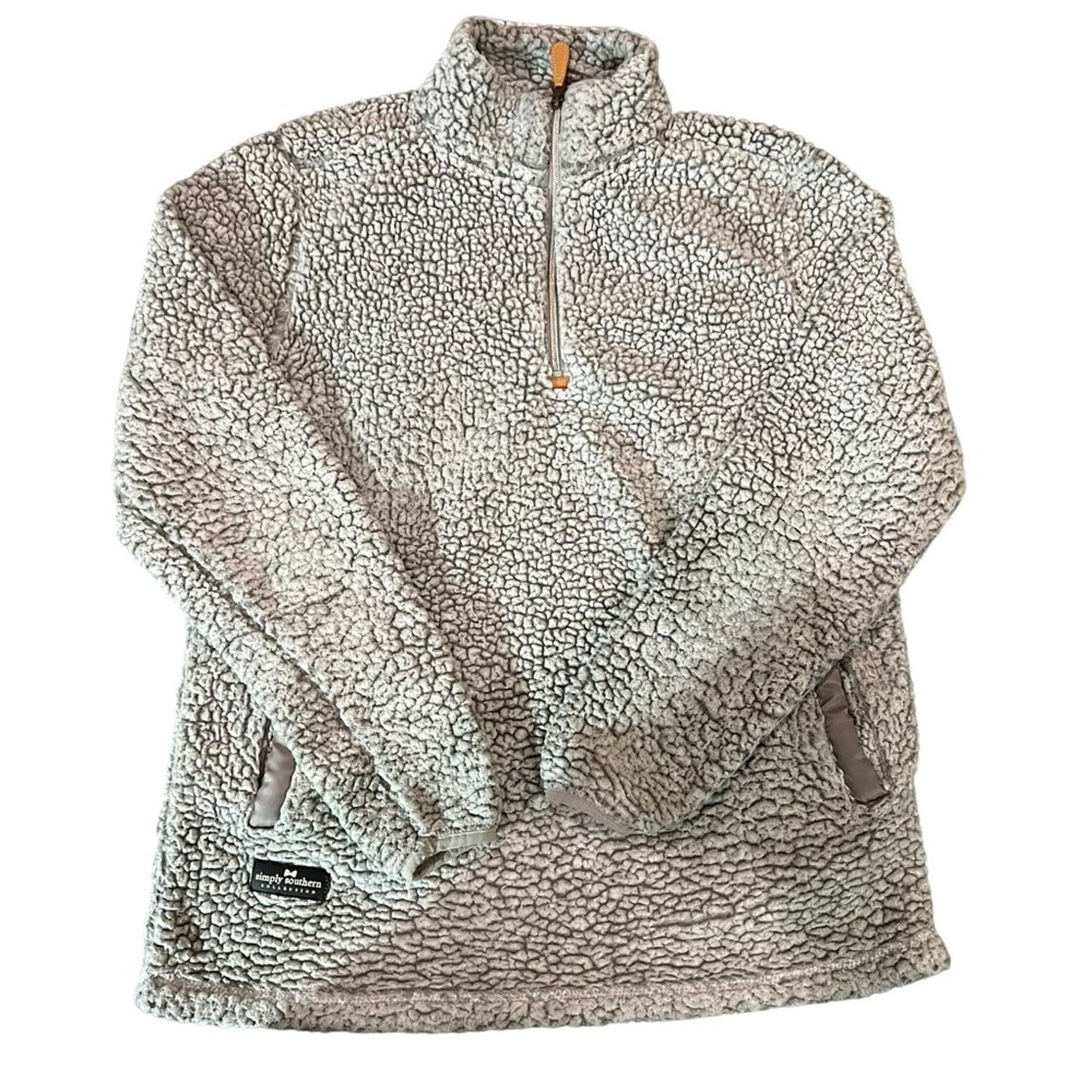 Simply Southern Womens Sherpa Pullover 1/4 Zip Gray Sweater Size Medium