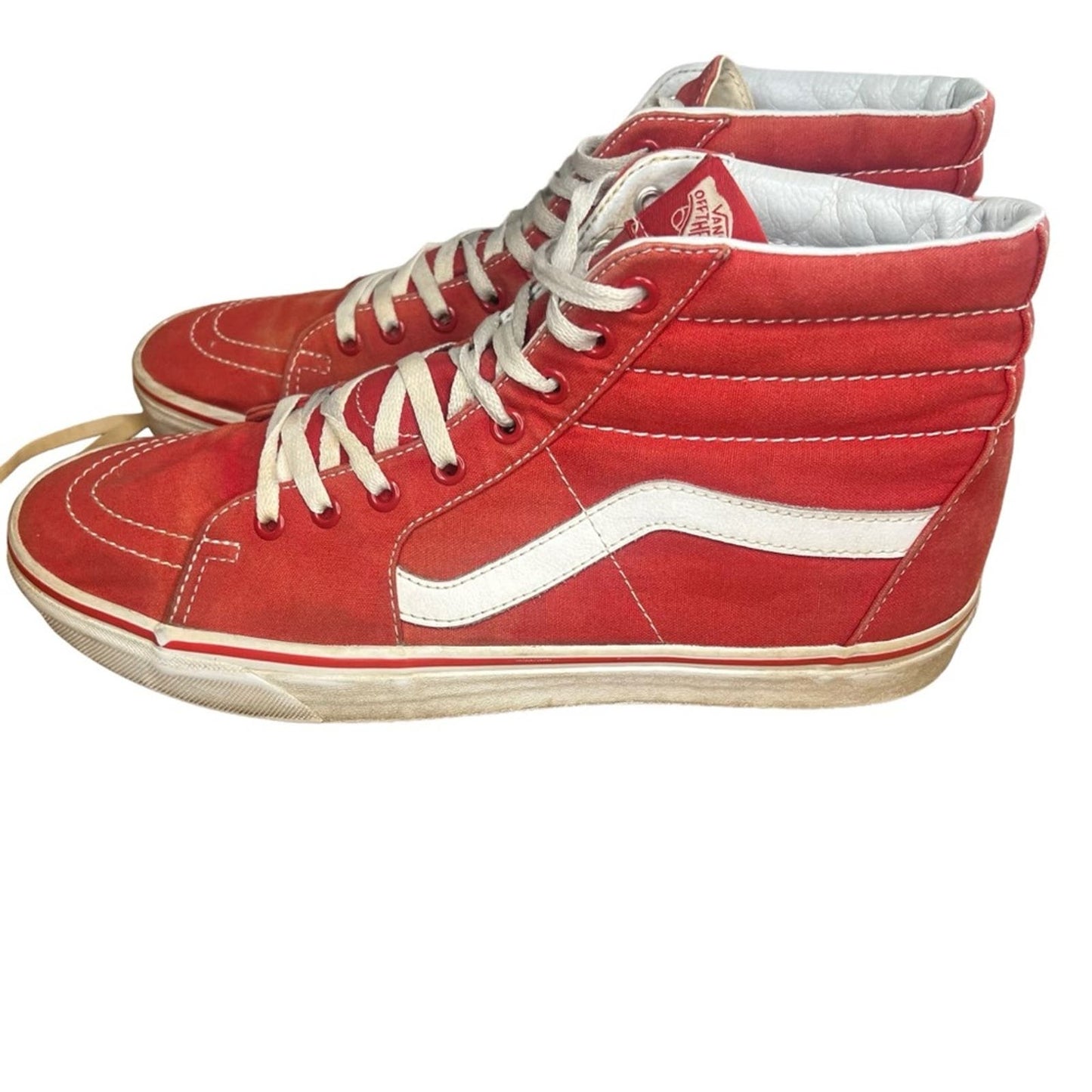 Vans Sk8-Hi Red Canvas Suede High Top Skateboard Sneakers Men's Size 12