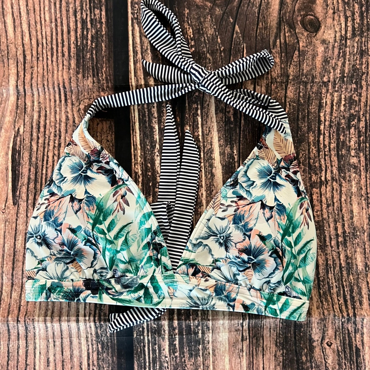 prAna Women's Halter Bikini Top Small Multicolor Floral Tropical Swimwear