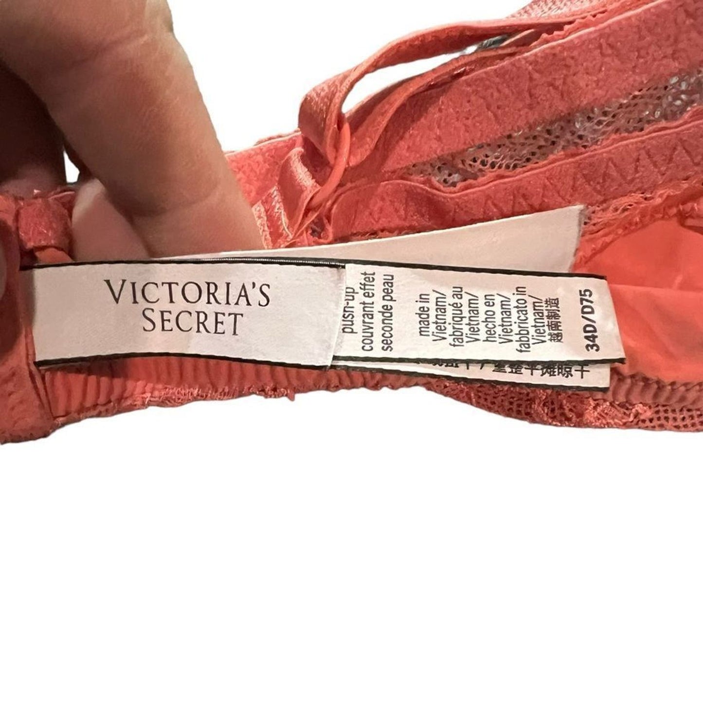 Body By Victoria Lace Push-Up Perfect Shape Bra Size 34D