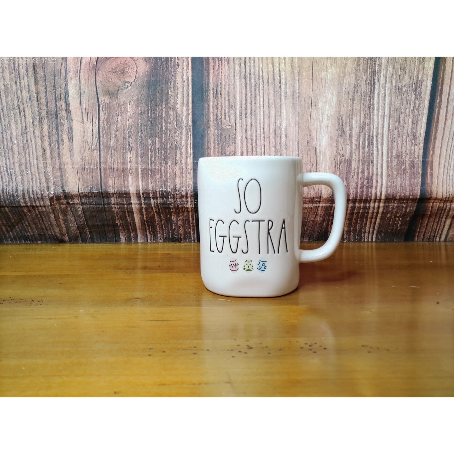 Rae Dunn by Magenta SO EGGSTRA Coffee/Tea Mug White Yellow