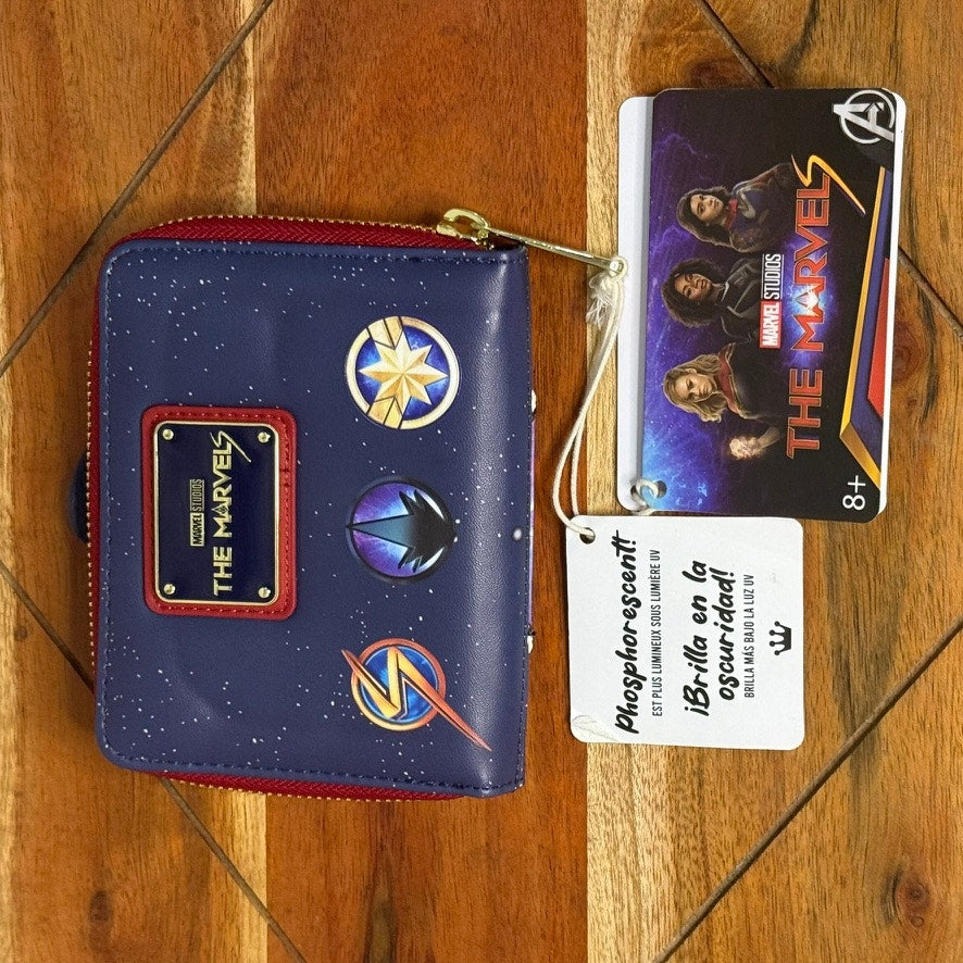 NWT Loungefly Marvel The Marvels Group Zip Around Wallet Navy Unisex