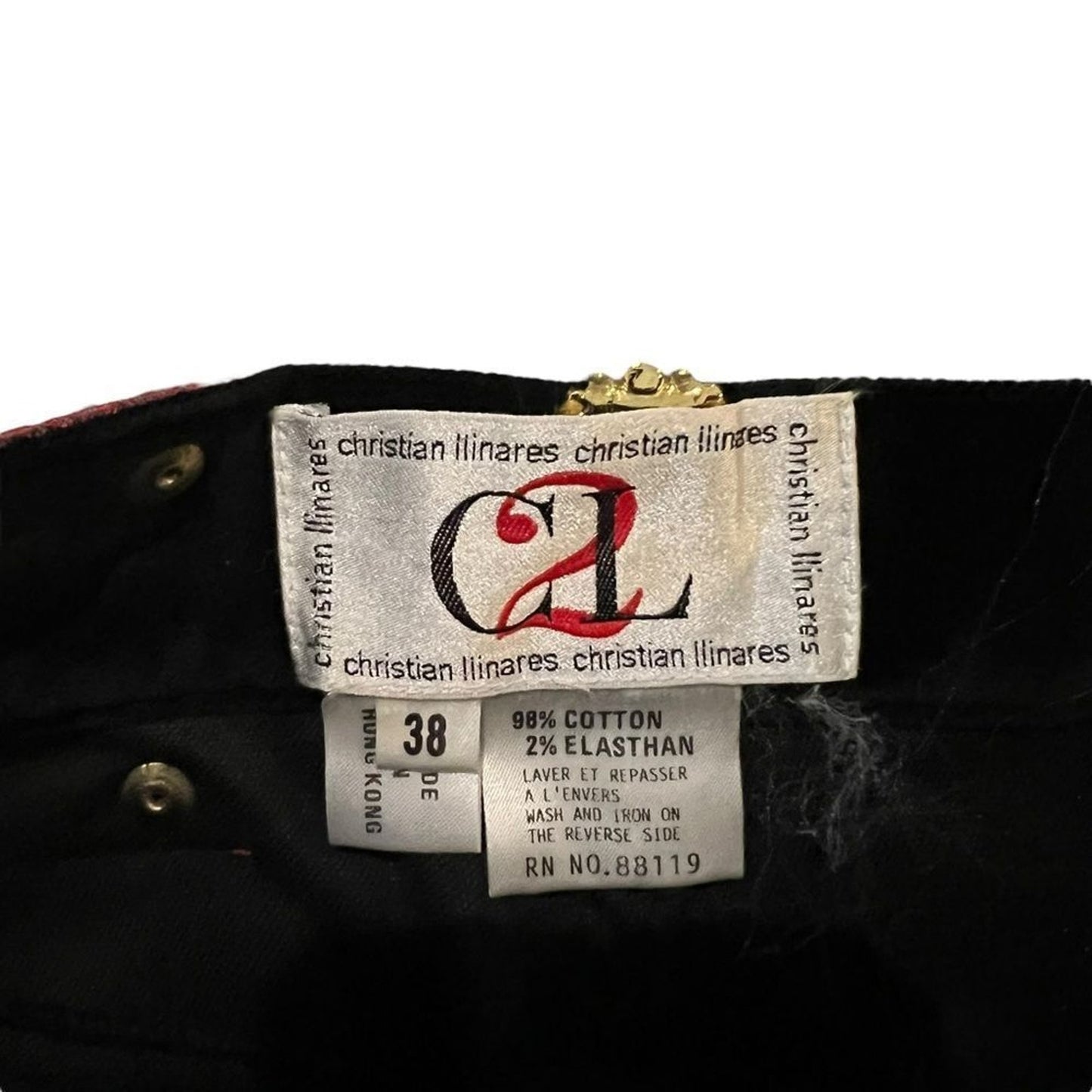 Christian Llinares Pants Womens 28 Black Velvet Slim Straight Gold Trim