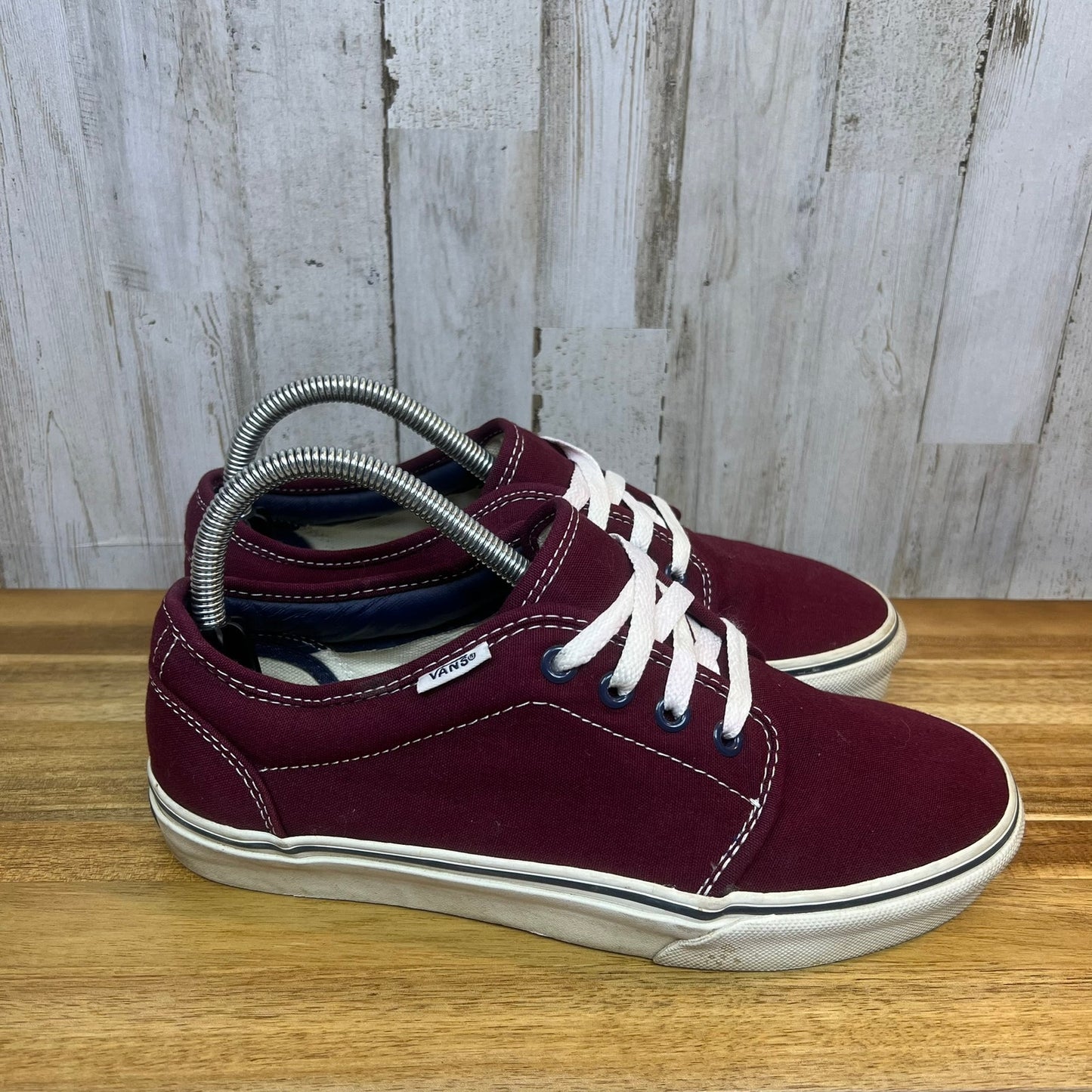 Vans 106 Vulcanized Maroon Low Top Skate Sneakers Lace-Up Casual Shoes- M6.5/W8