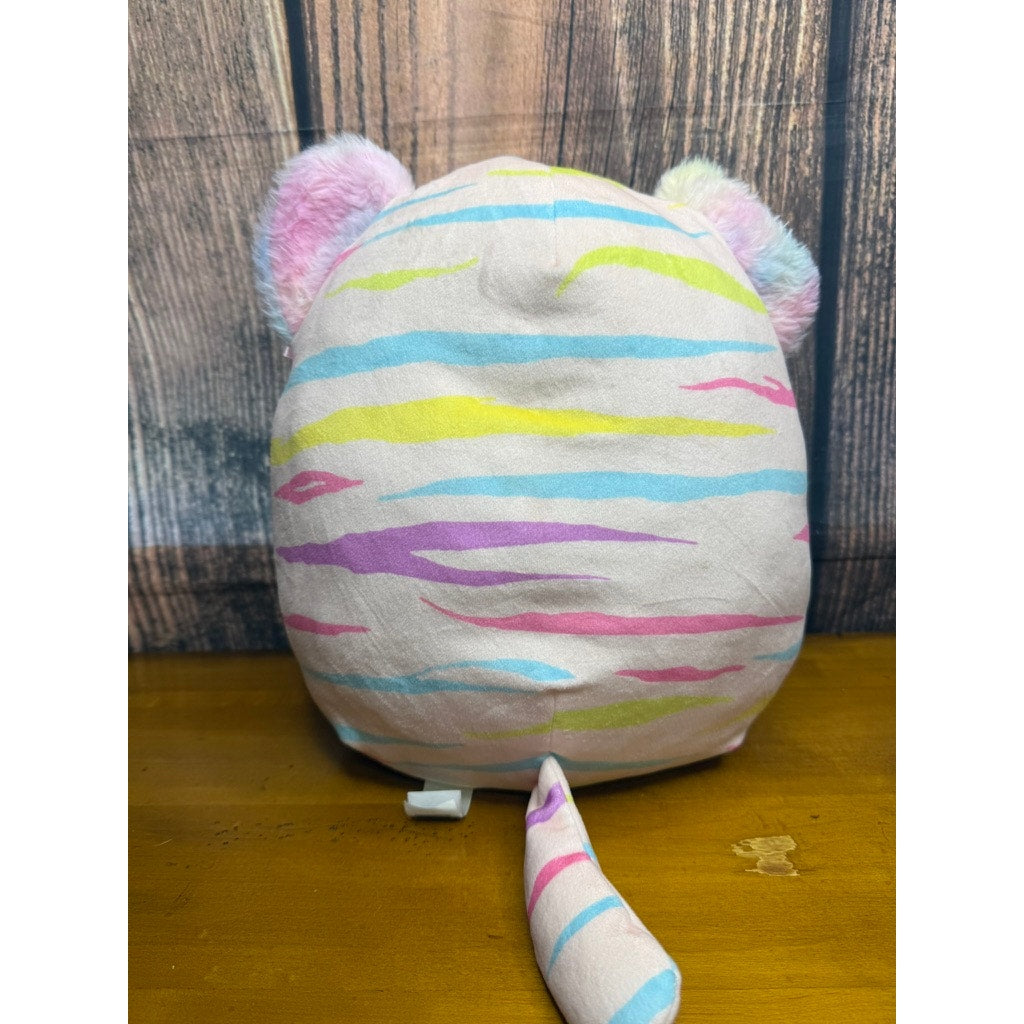 Squishmallows Atoosa Rainbow Stripe Cat 14" Plush Toy Multicolor