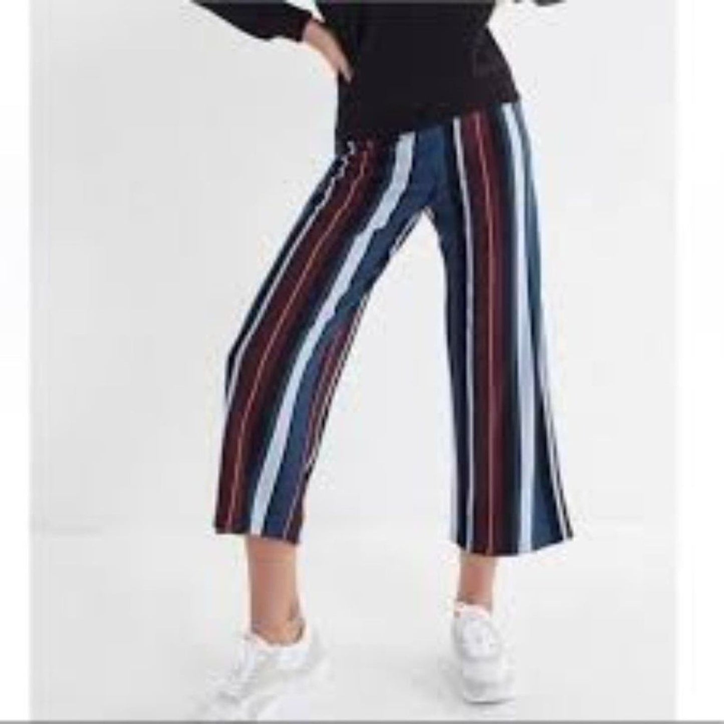 Urban Outfitters Multicolor Striped High Rise Wide Leg Cropped Pants Size Small