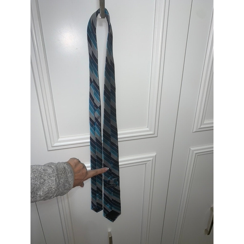 Express Men's Blue Striped Silk Tie Classic Length