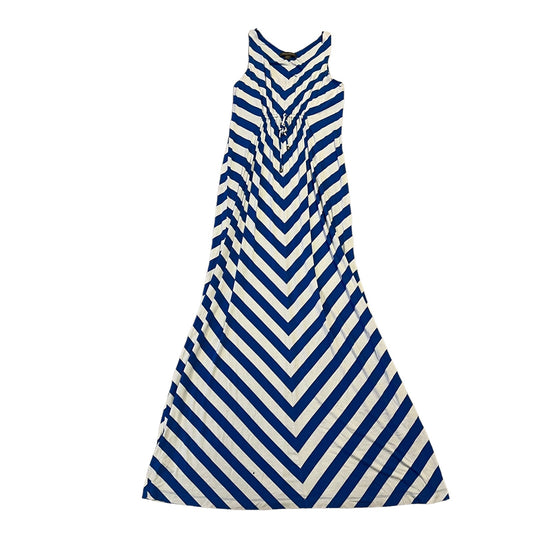 Tommy Bahama Women's Small Blue/White Sleeveless High Neck Chevron Maxi Dress