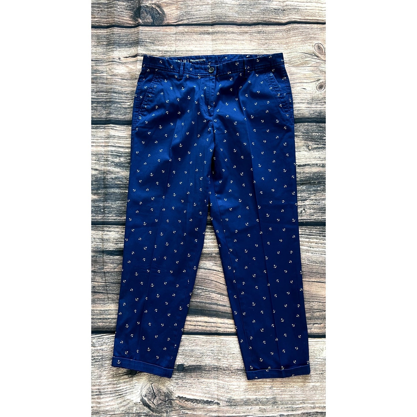 Talbots Women's Size 12 Blue Anchor Print Relaxed Chino Pants