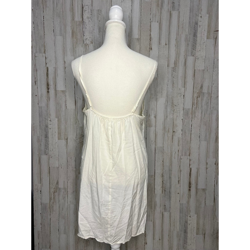 Anthropologie Women's Medium White Slip Dress Sleeveless Adjustable Straps