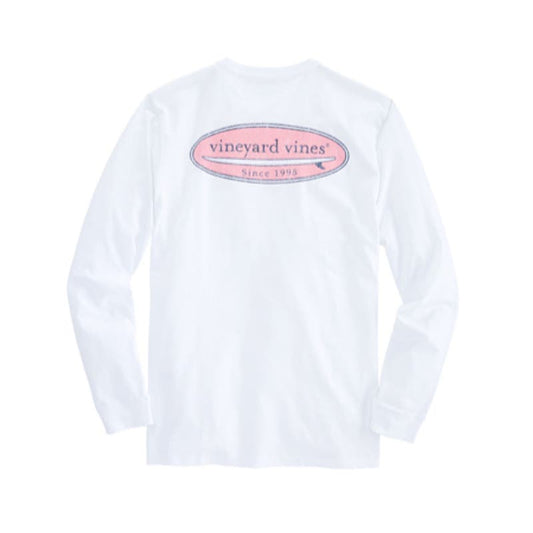 Vineyard Vines Men's White Long Sleeve Surfboard Logo T-Shirt Size XL