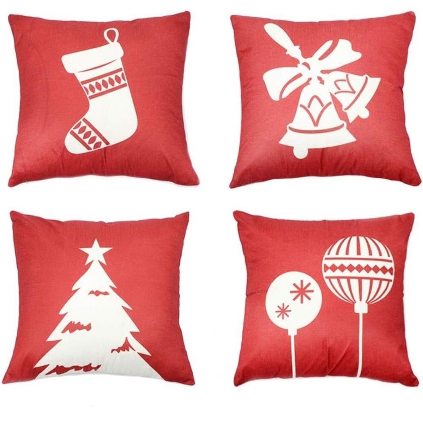 Set 4 Red/White Christmas Pillow Covers