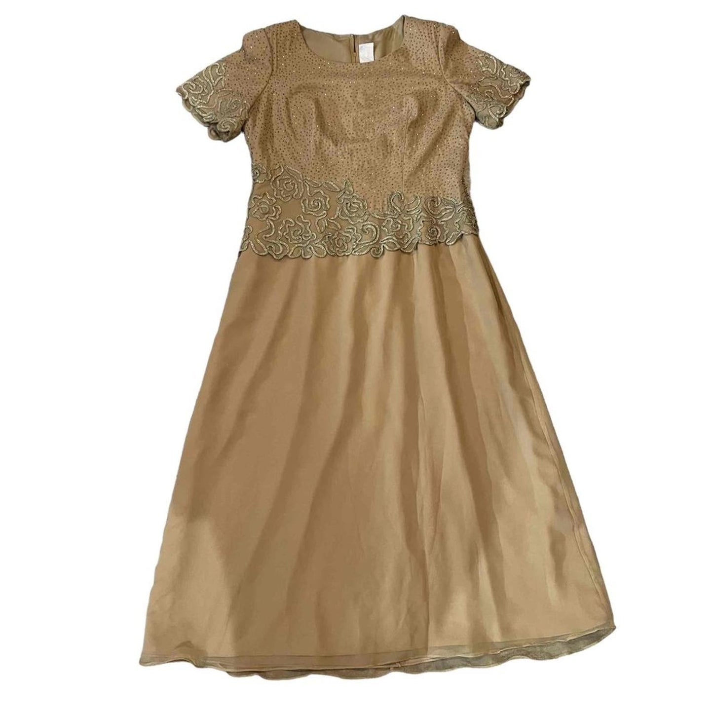 Forever Yours Short Sleeve Embroidered Lace Detail Round Neckline Dress Size 18