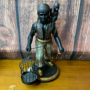 Petite Choses Vintage Blackamoor Statue Birdcage Monkey 13"