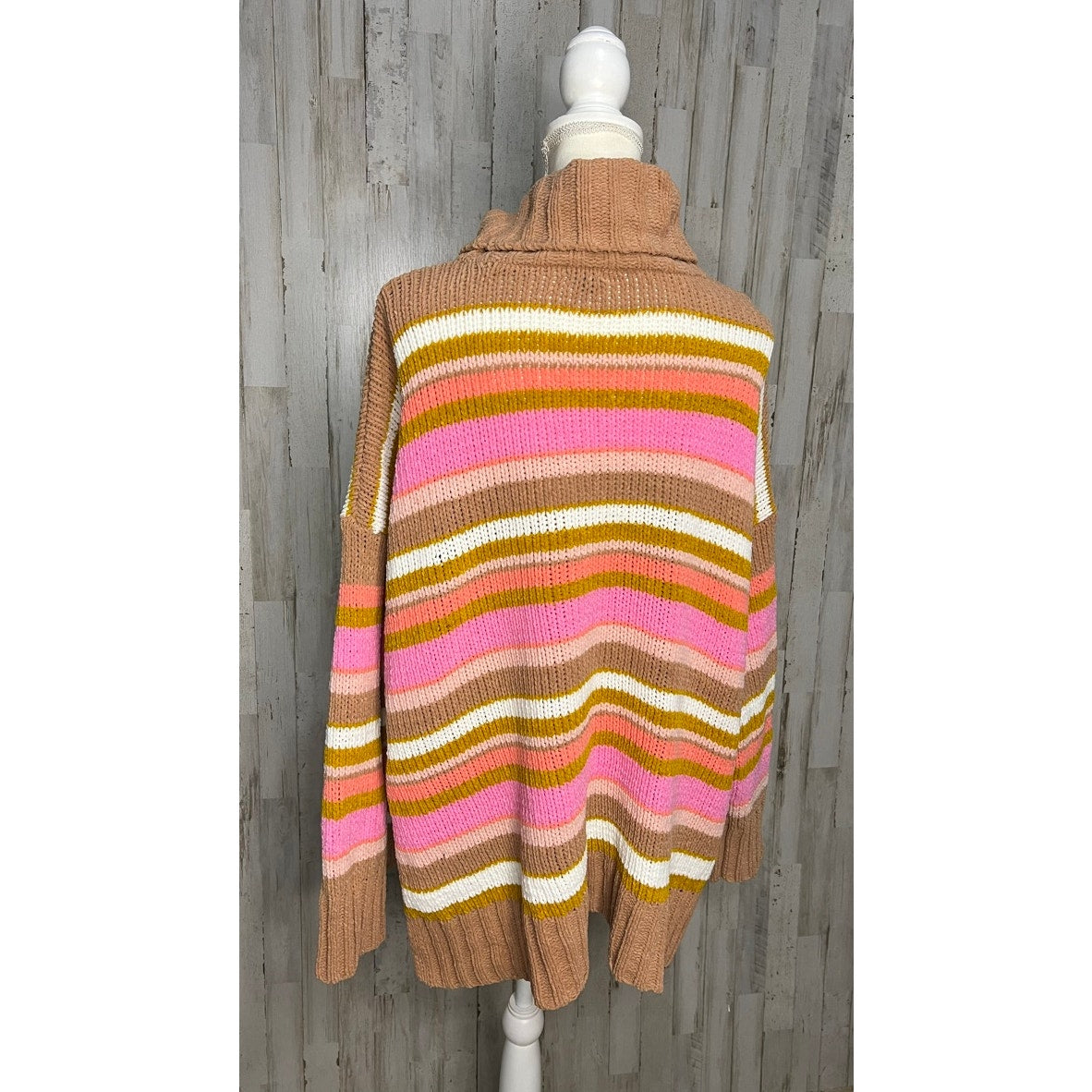 Aerie Women's Medium Multicolor Striped Chenille Turtleneck Sweater