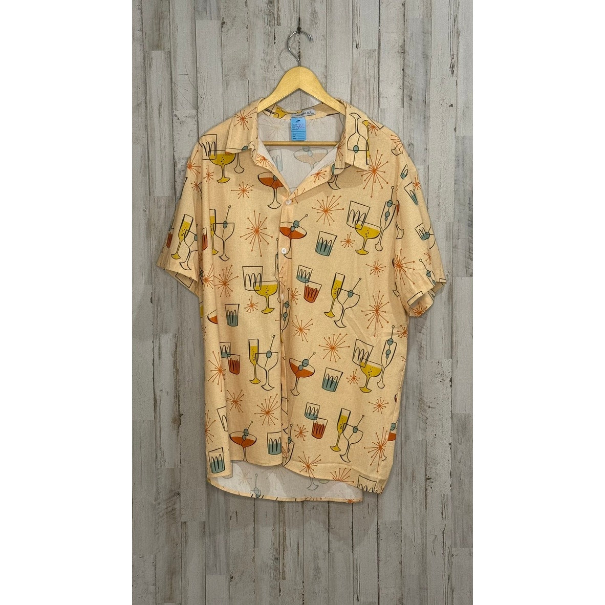 Hawalili Men's 3XL Hawaiian Shirt Mid Century Modern Print Casual