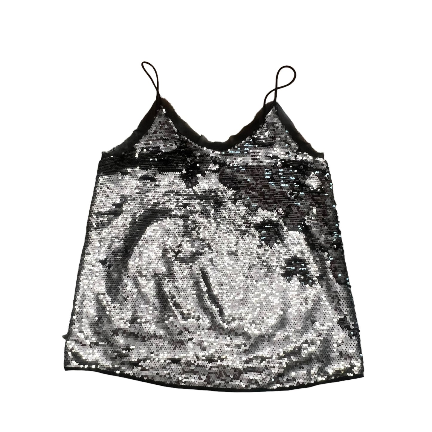 NWT WD.NY Glitz Black Sequin V-Neck Cami Top Women's Size Medium