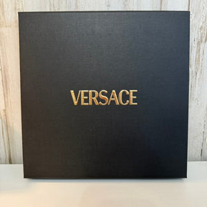 Versace Gift Box with Lid Black Raised Gold Logo Large 12x12x2 in