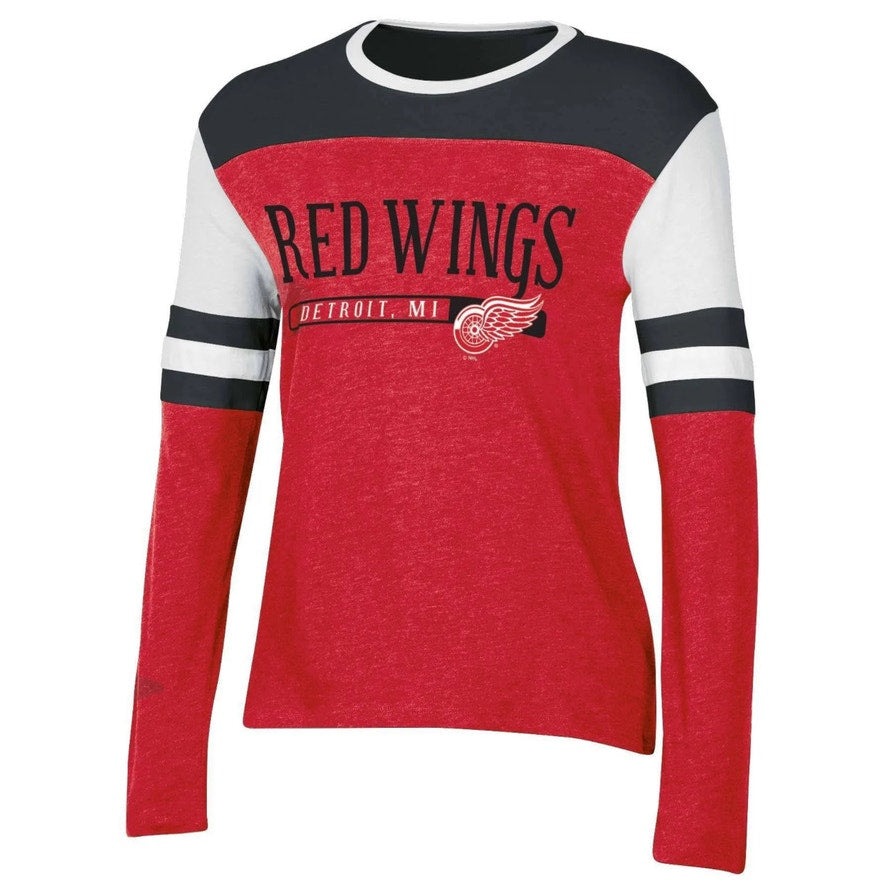 NWT Women's Medium Detroit Red Wings Red Long Sleeve Ringer T-Shirt