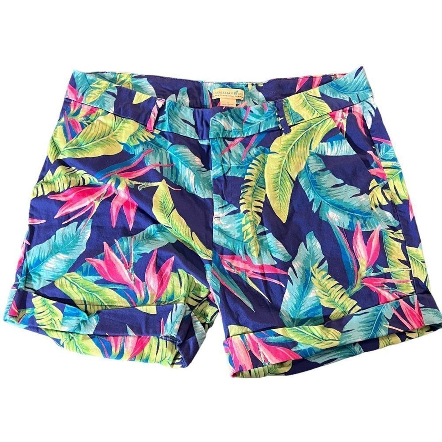 Caribbean Joe 100% Cotton Tropical Print Shorts Size 16