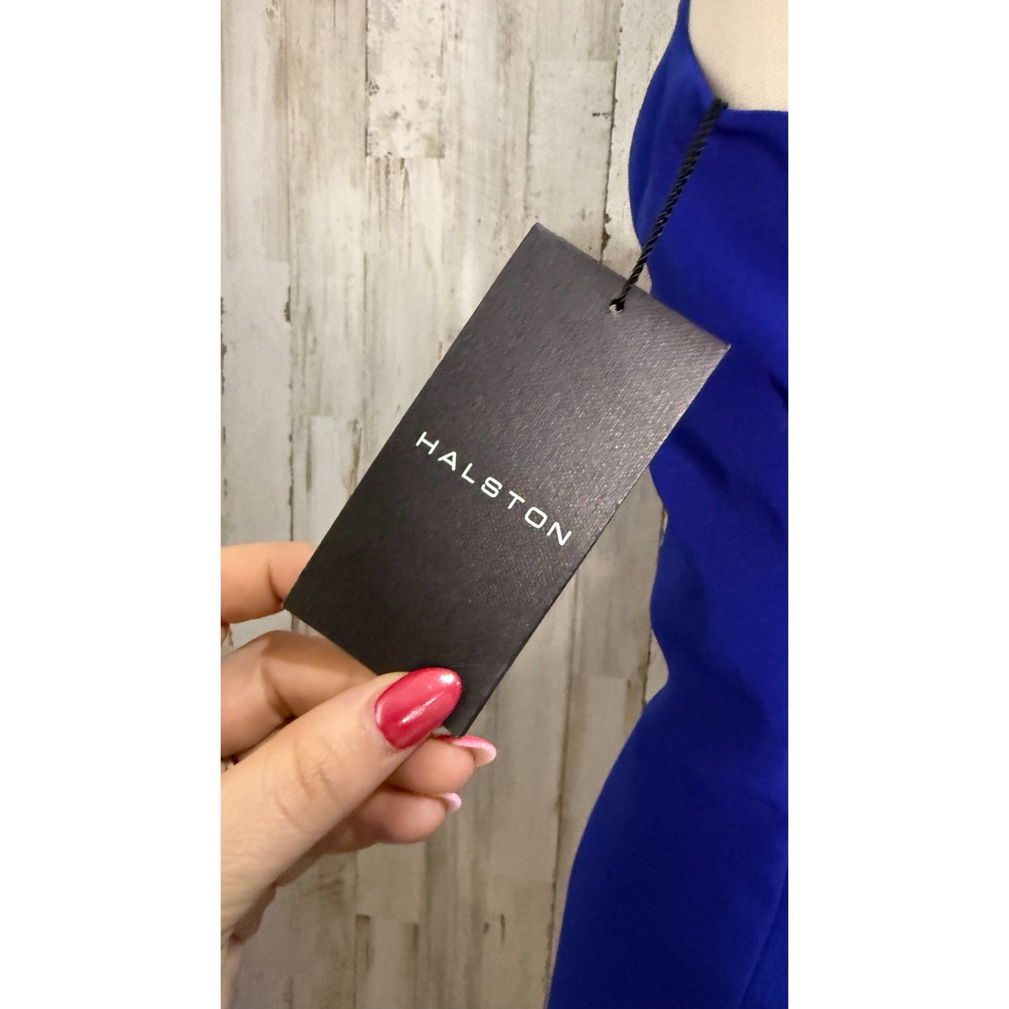 NWT Halston Women's Blue One-Shoulder Bodycon Dress Size 4 Party Cocktail