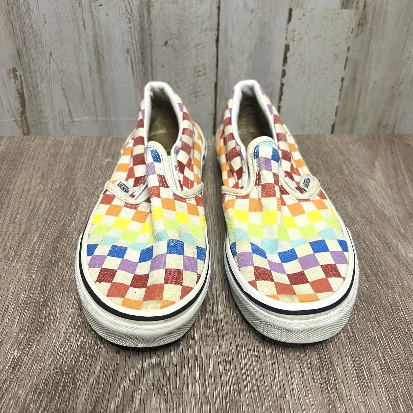 Vans Rainbow Checkerboard Slip-On Skate Shoes Multicolor Kids Size 2