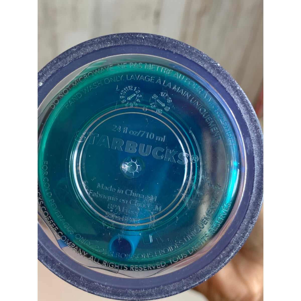 Starbucks Cold Cup Tumbler 24 oz Blue Teal Floral w/ Lid & Straw