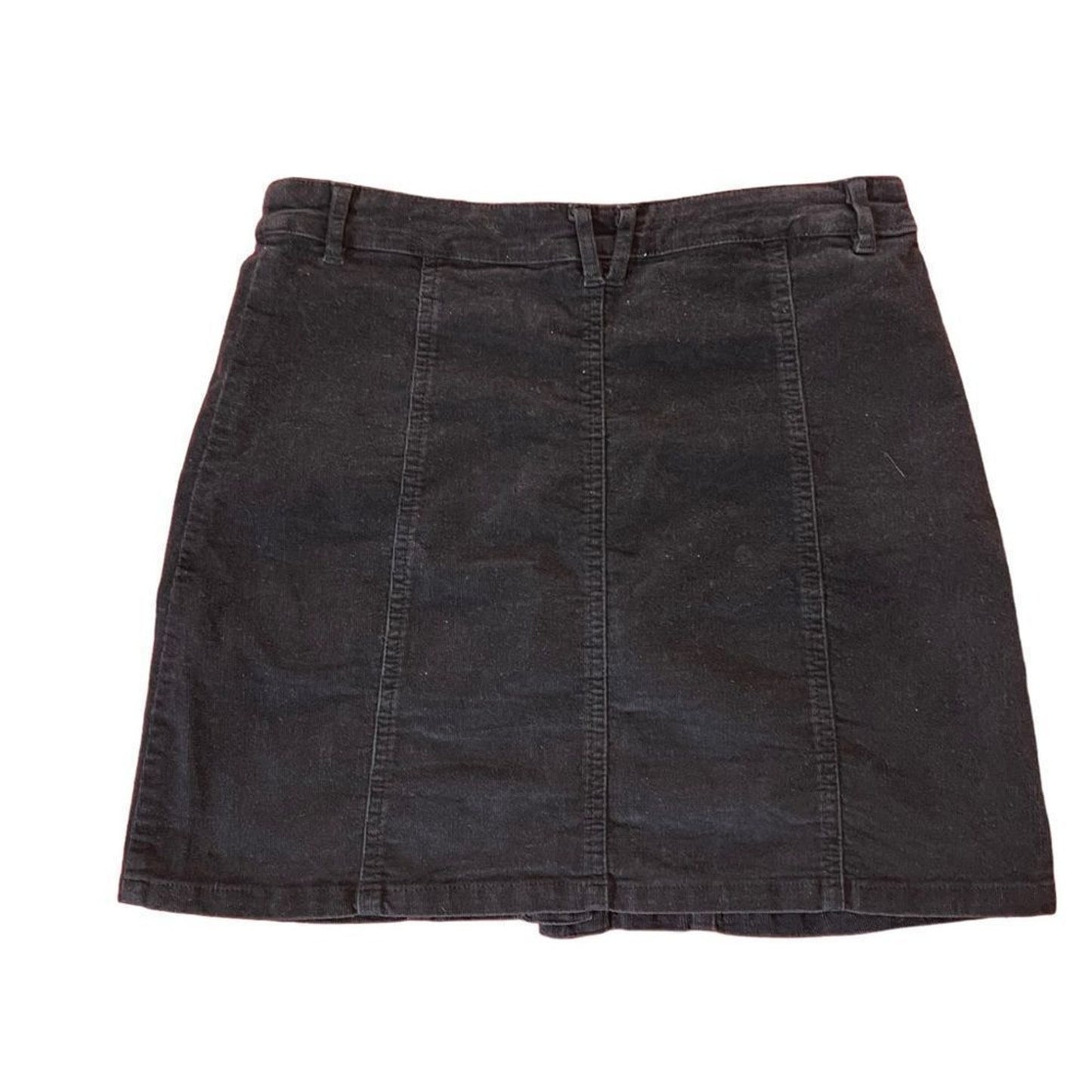 Altar’d State Skirt Womens Size Large Black Corduroy A-Line Mini Button Front