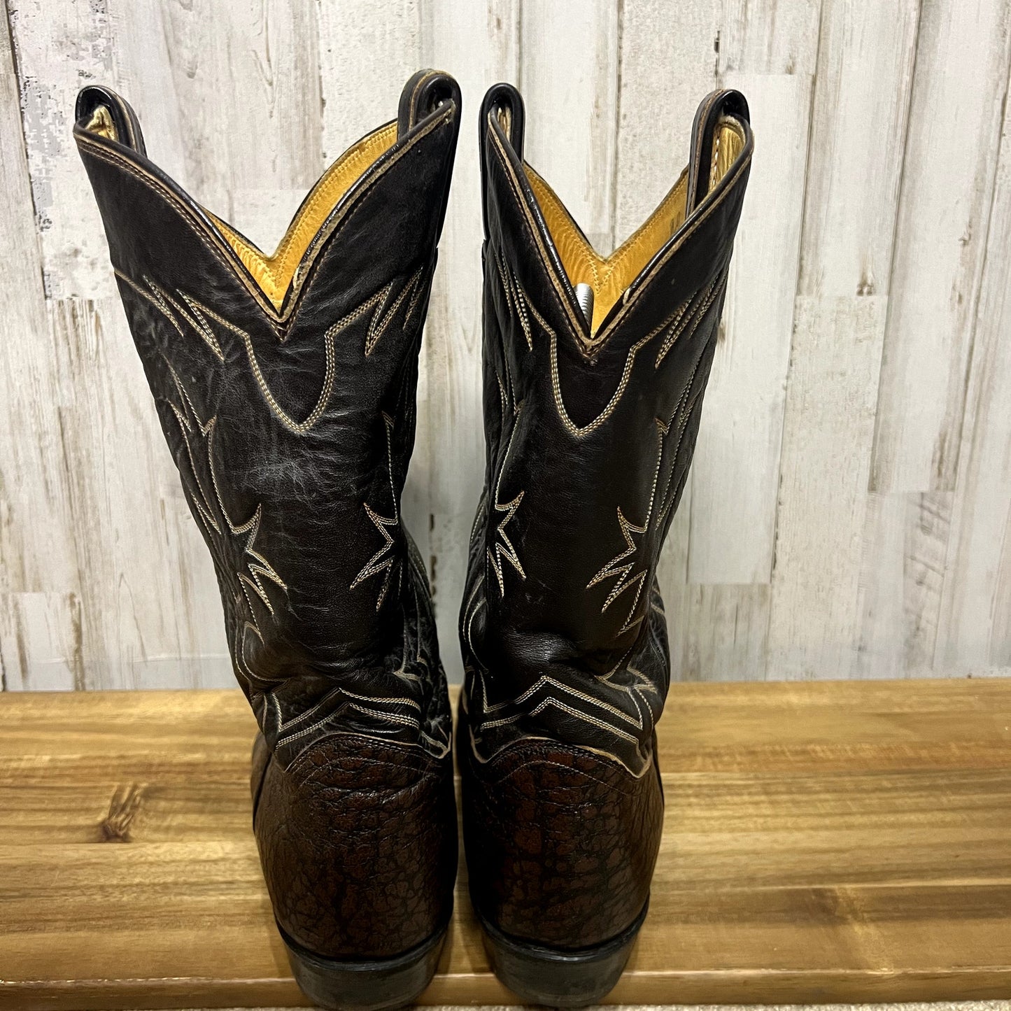 Tony Lama Made in U.S.A Men's Size 14 Brown Leather Pointed Toe Western Boots