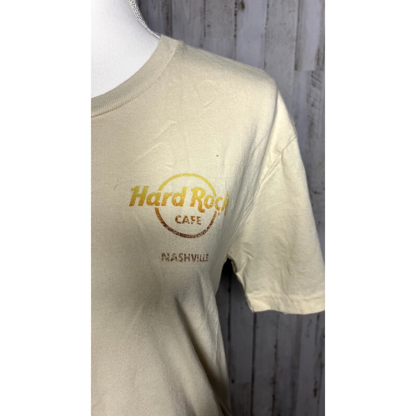 Pacsun X Hard Rock Unisex Small Beige Nashville Graphic Short Sleeve T-Shirt