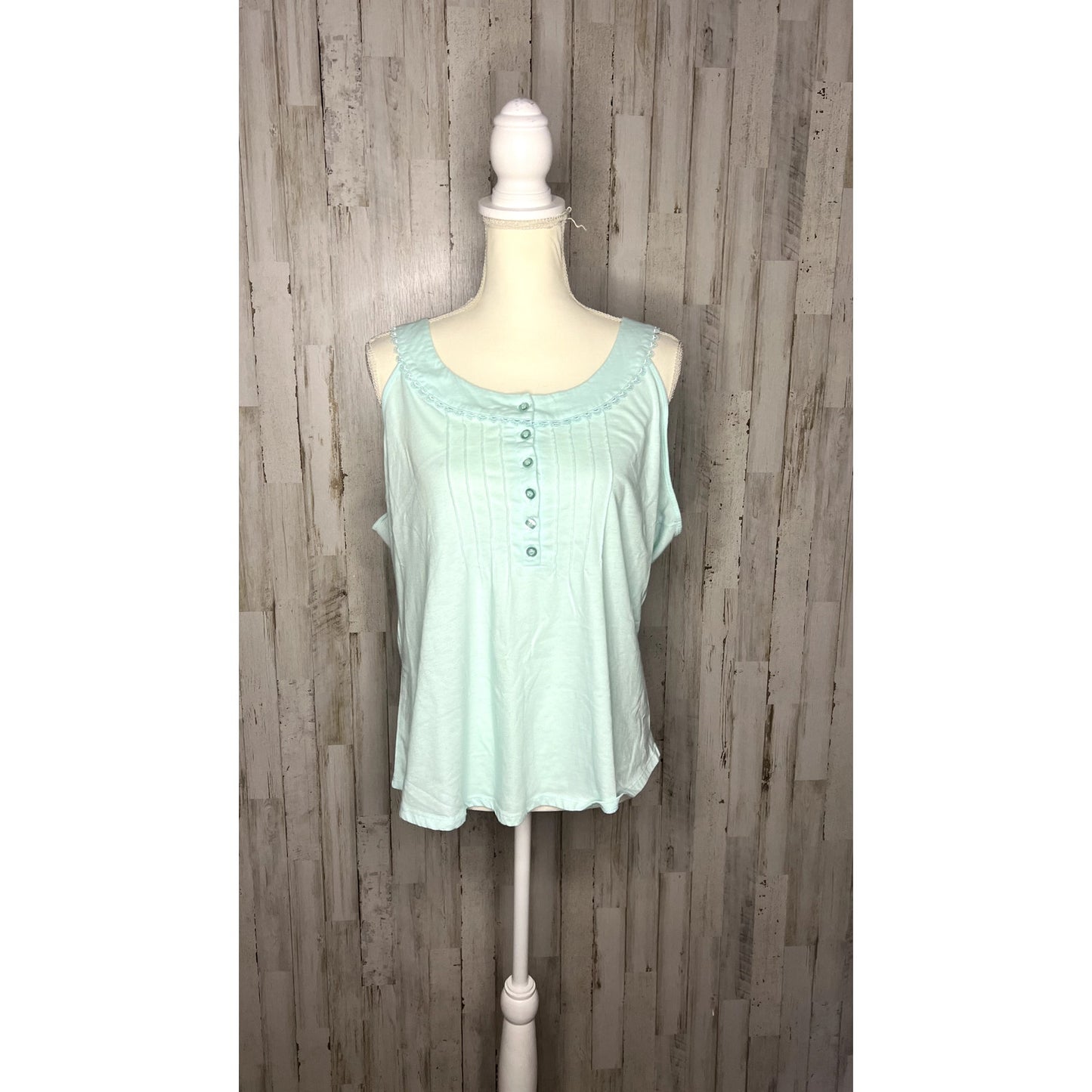 PINK Victoria's Secret Women's Light Green Henley Pajama Tank Top Size XL