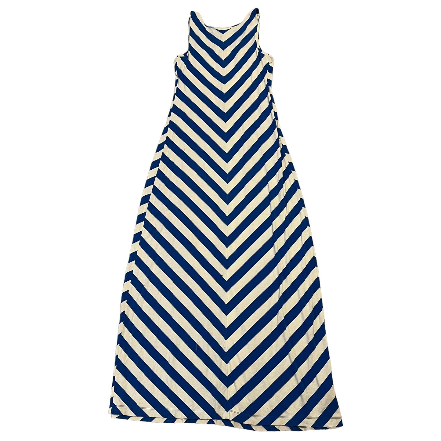 Tommy Bahama Women's Small Blue/White Sleeveless High Neck Chevron Maxi Dress