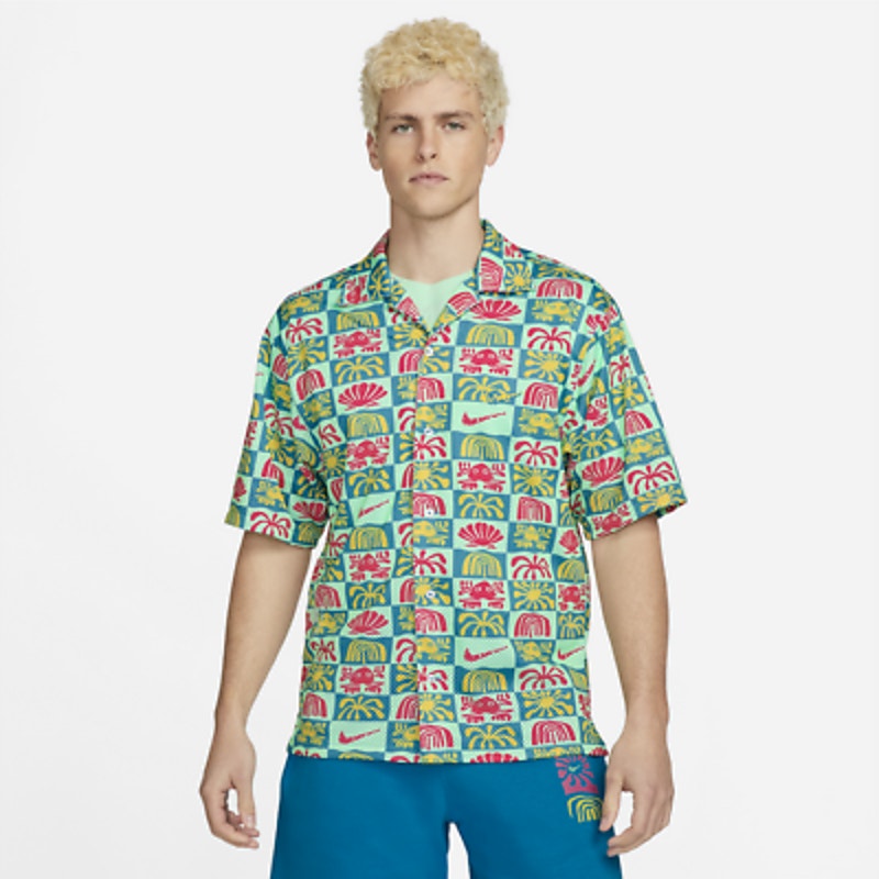 Nike Mesh Button-Up Hawaiian Resort Camp Shirt Men's Small DRI-FIT