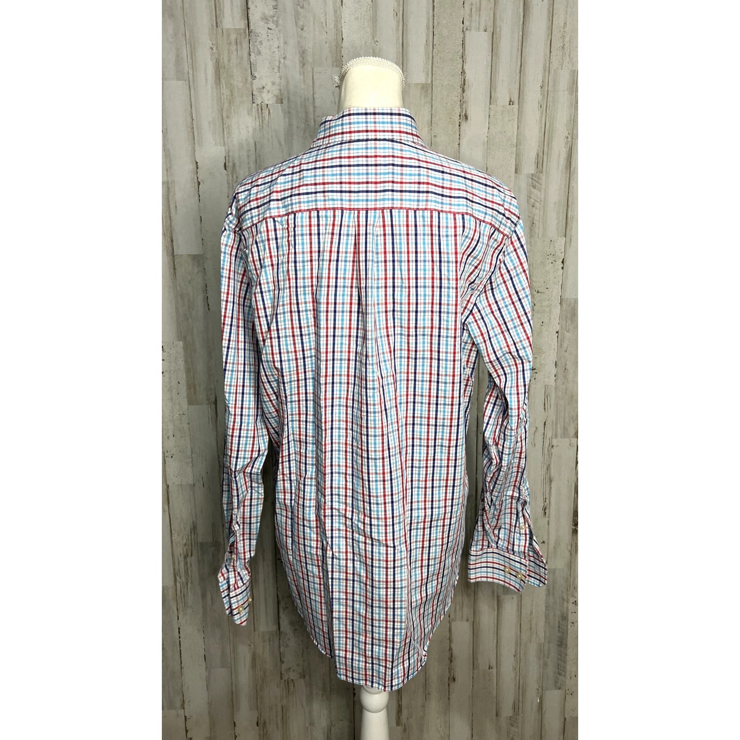 Banana Republic Men's Size Large 16-16.5 Slim Fit Multicolor Plaid Dress Shirt