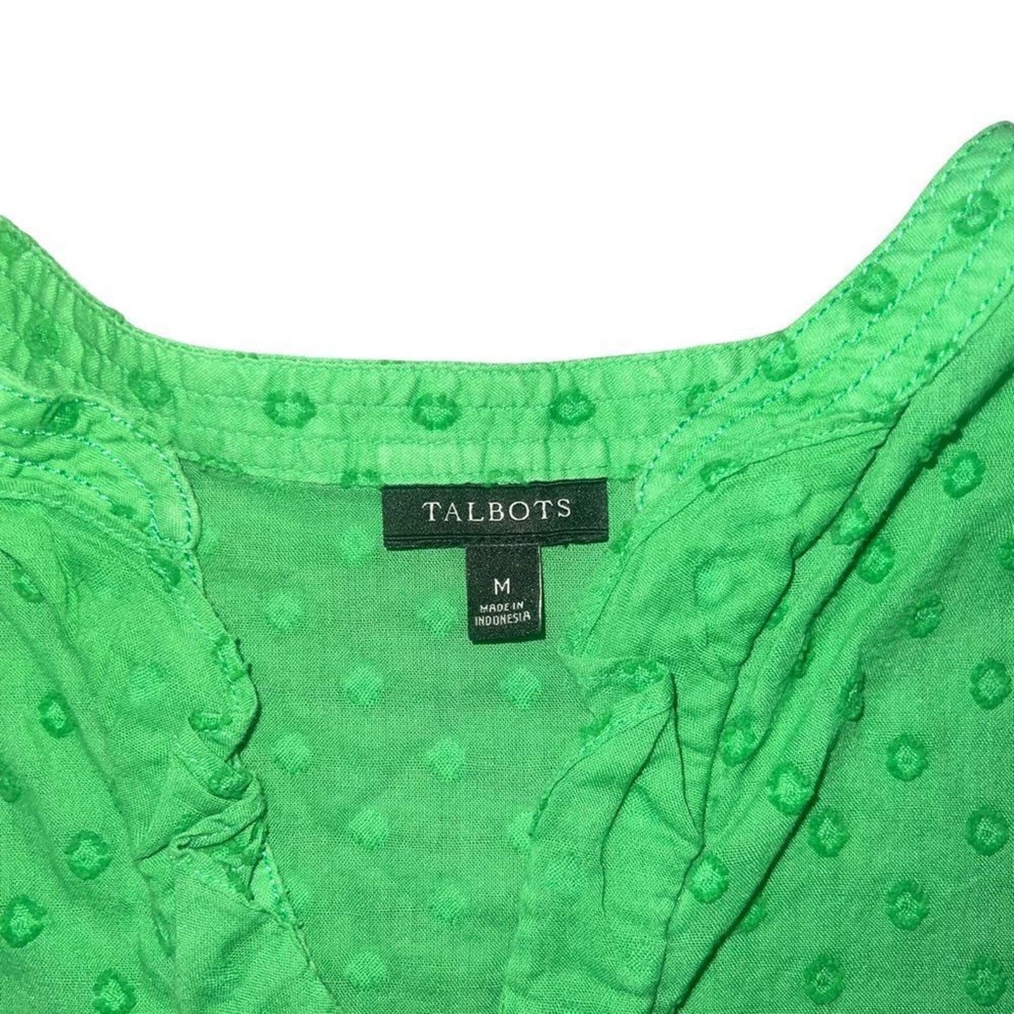 Talbots Green V neck Quarter Sleeve Size Medium