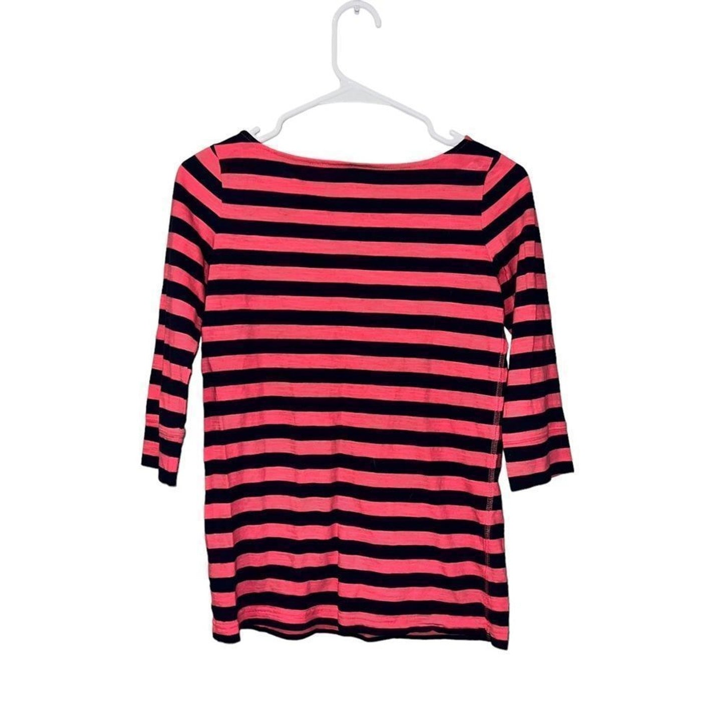 Lilly Pulitzer Top Womens XS Pink Navy Striped Boat Neck 3/4 Sleeve
