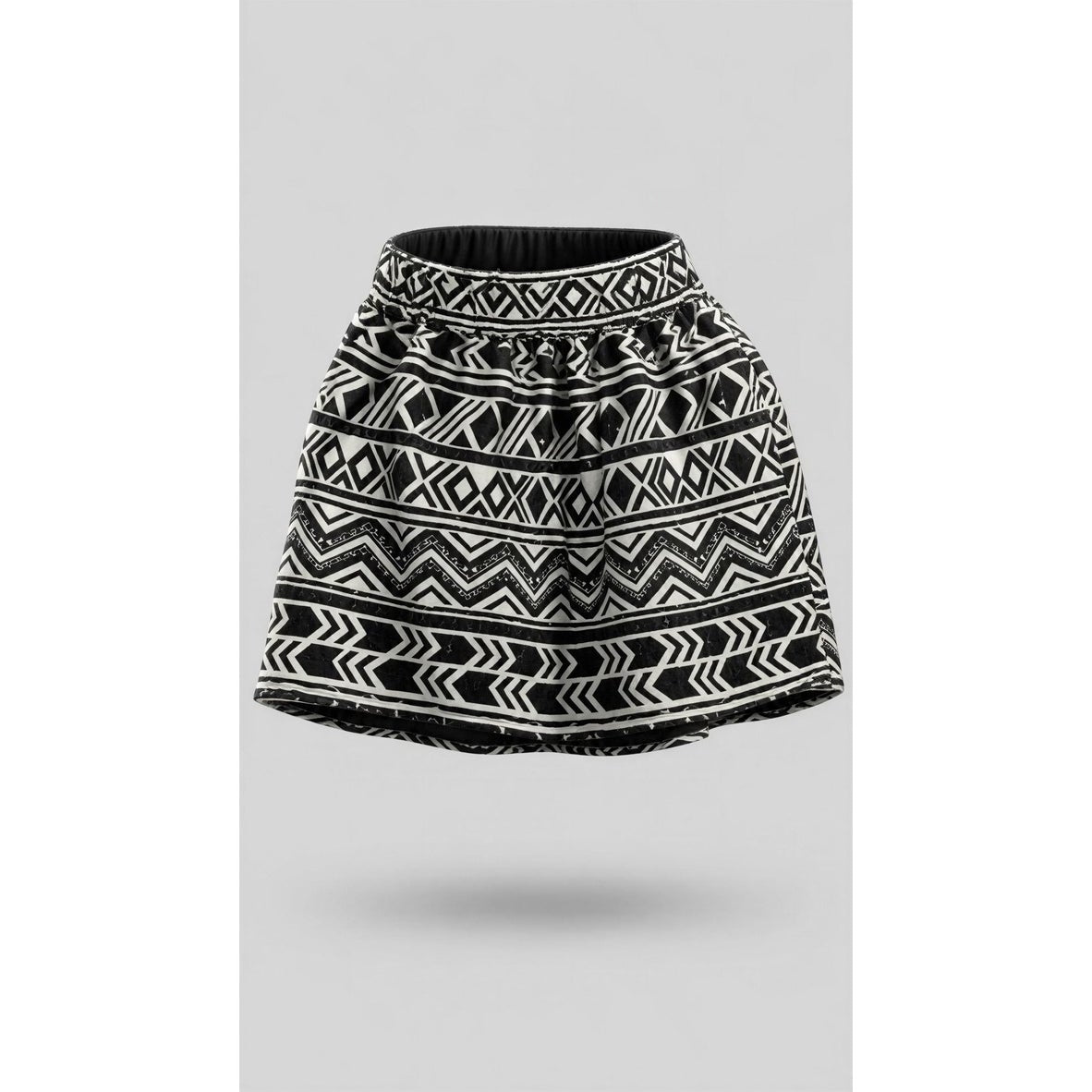 BCX Black White Aztec Print Flounce Mini Skirt Size Medium