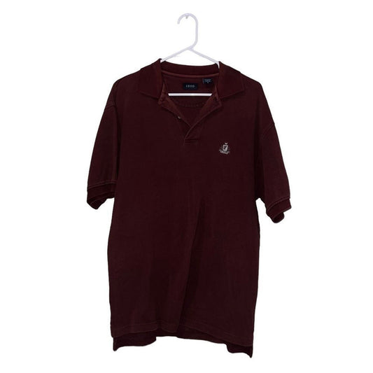 IZOD Men's Short Sleeve Polo Shirt Burgundy Size Medium 100% Cotton