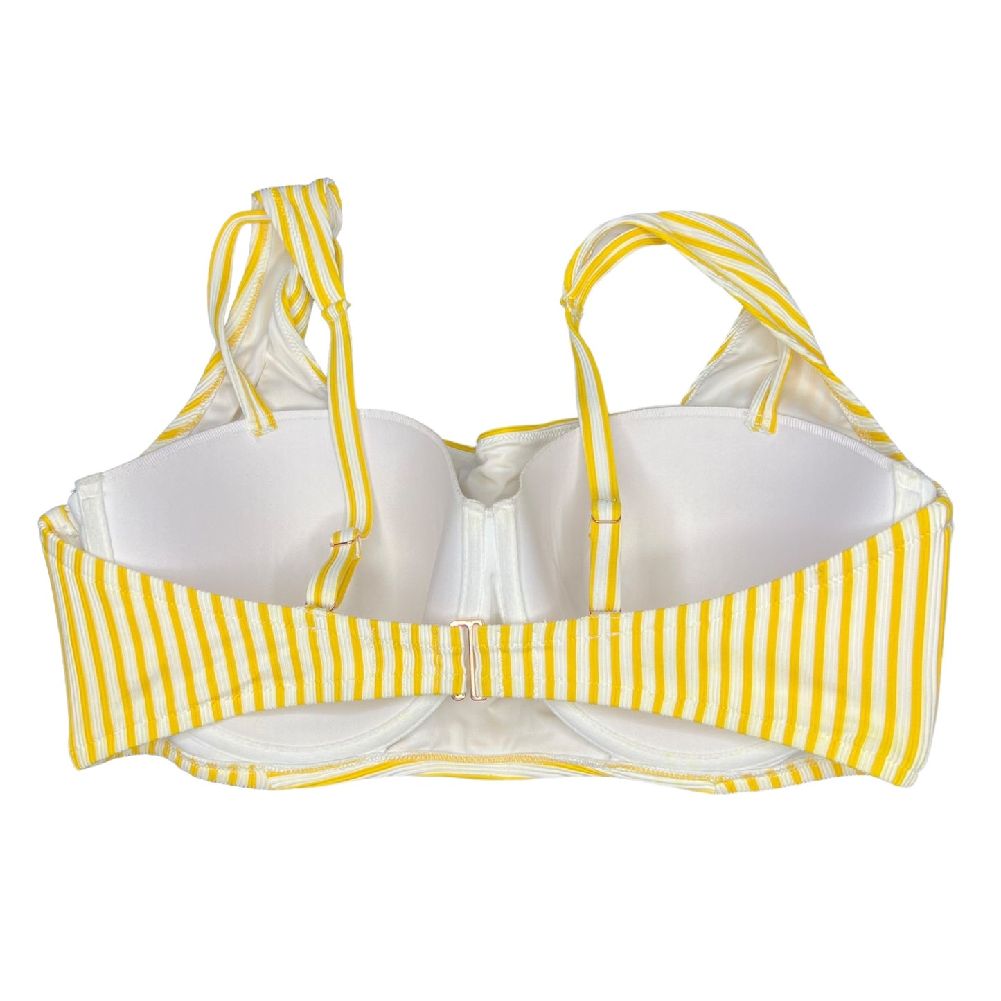 Shade & Shore Women's 32DD Yellow White Striped Bikini Top & Bottom 2 Piece Set