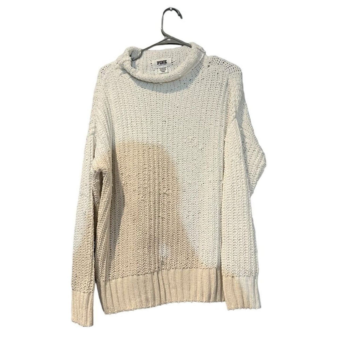 PINK Victoria's Secret White Chunky Knit Sweater Size XS