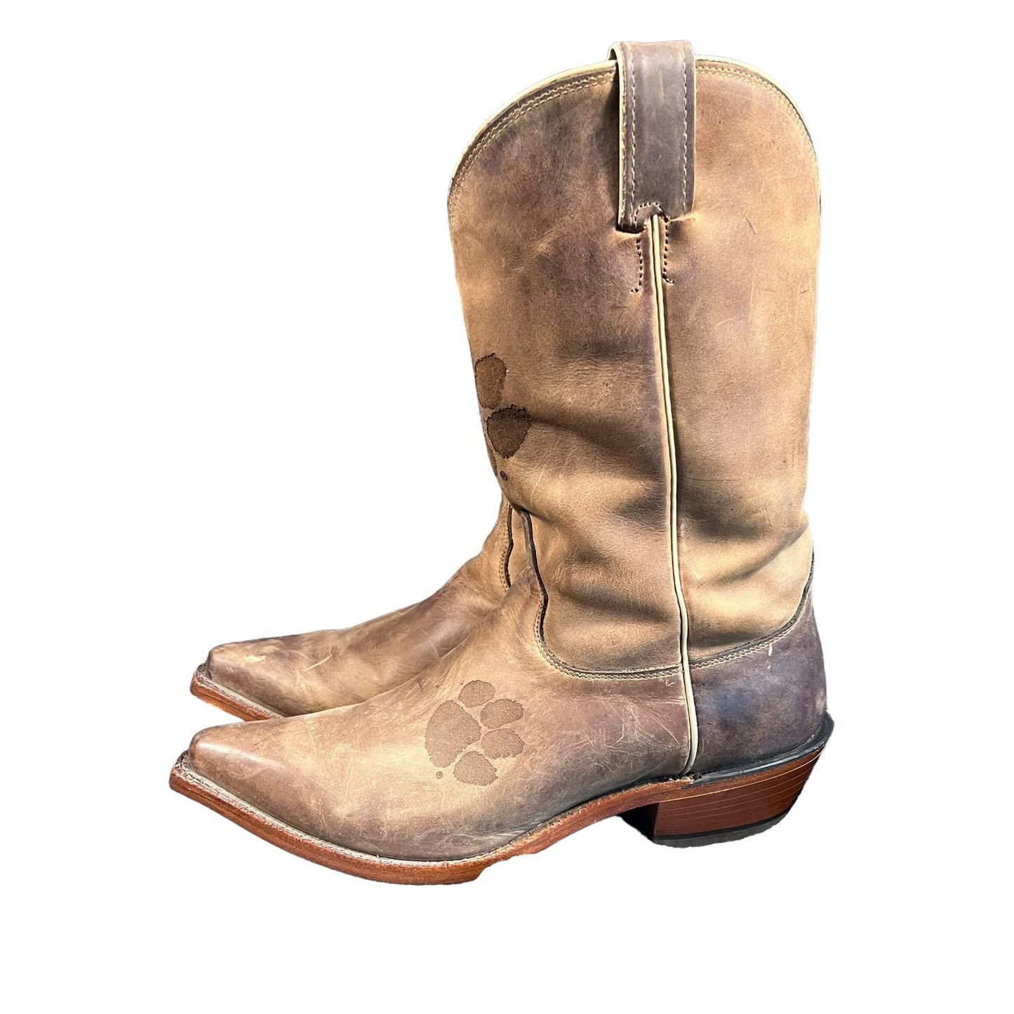 Nocona Collegiate Brown Leather Clemson University Tigers Western Boots Women 10