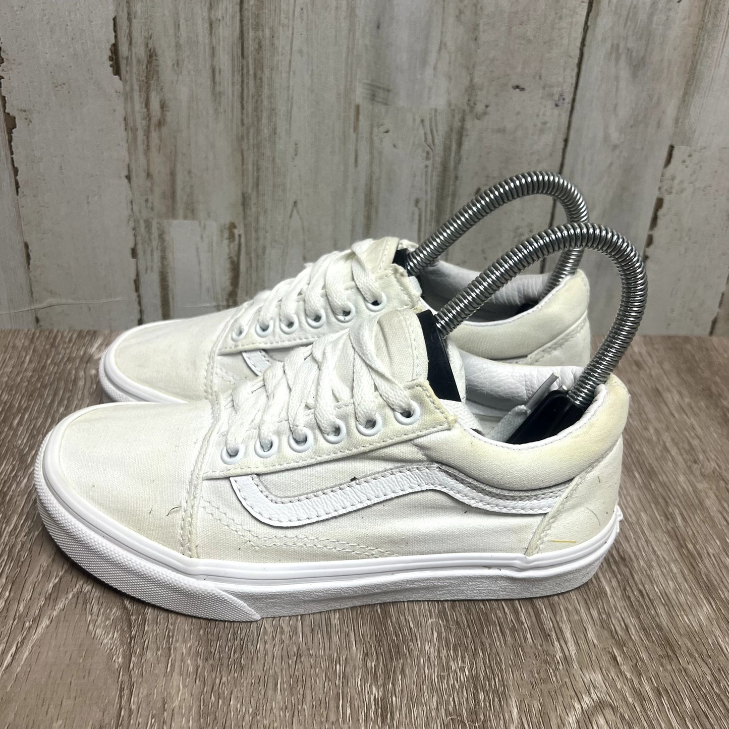 VANS Old Skool Unisex Kids White Canvas Sneakers Size 3 Casual Shoes