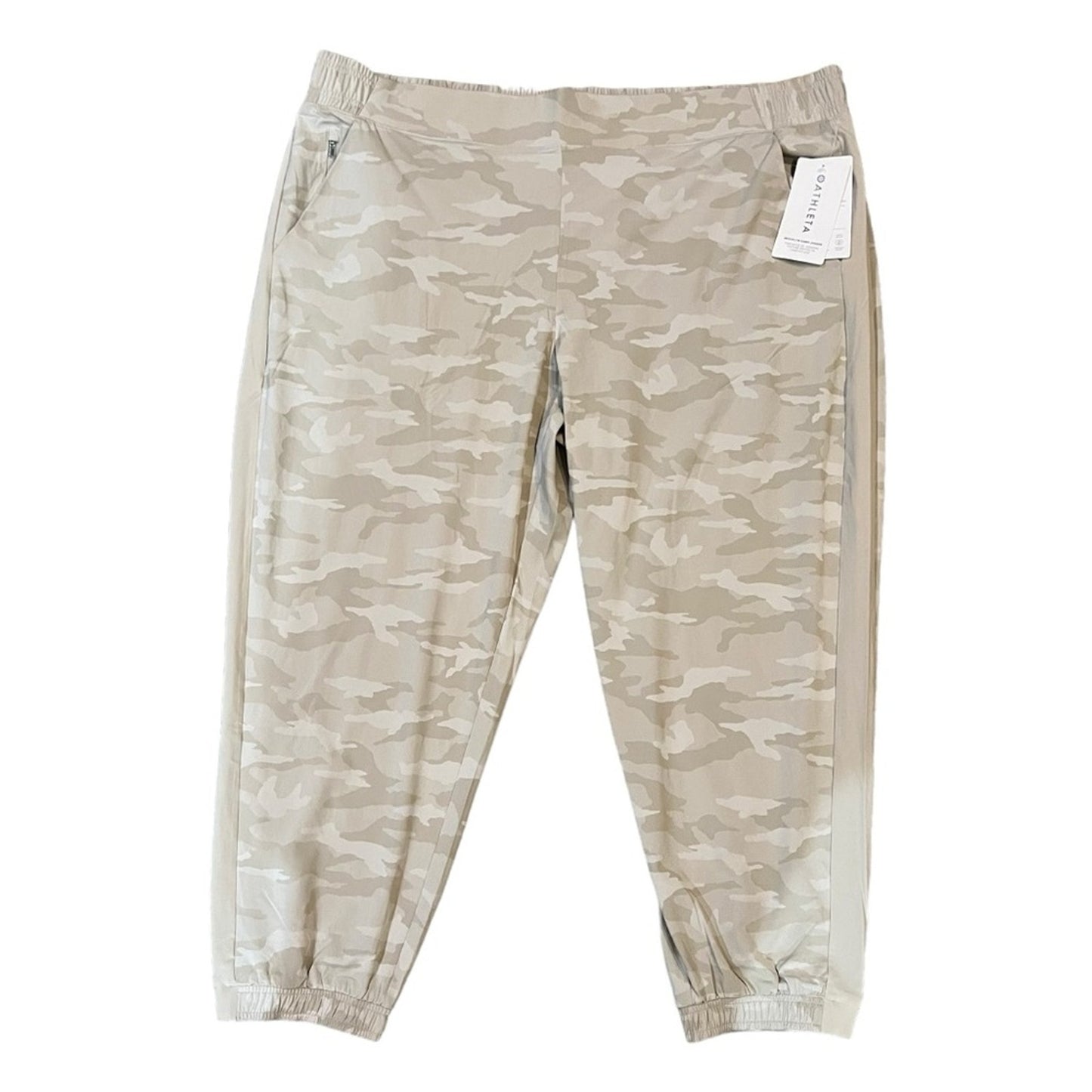 NWT Athleta Brooklyn Camo Jogger Pants Womens Size 26 Beige Tan Travel Casual