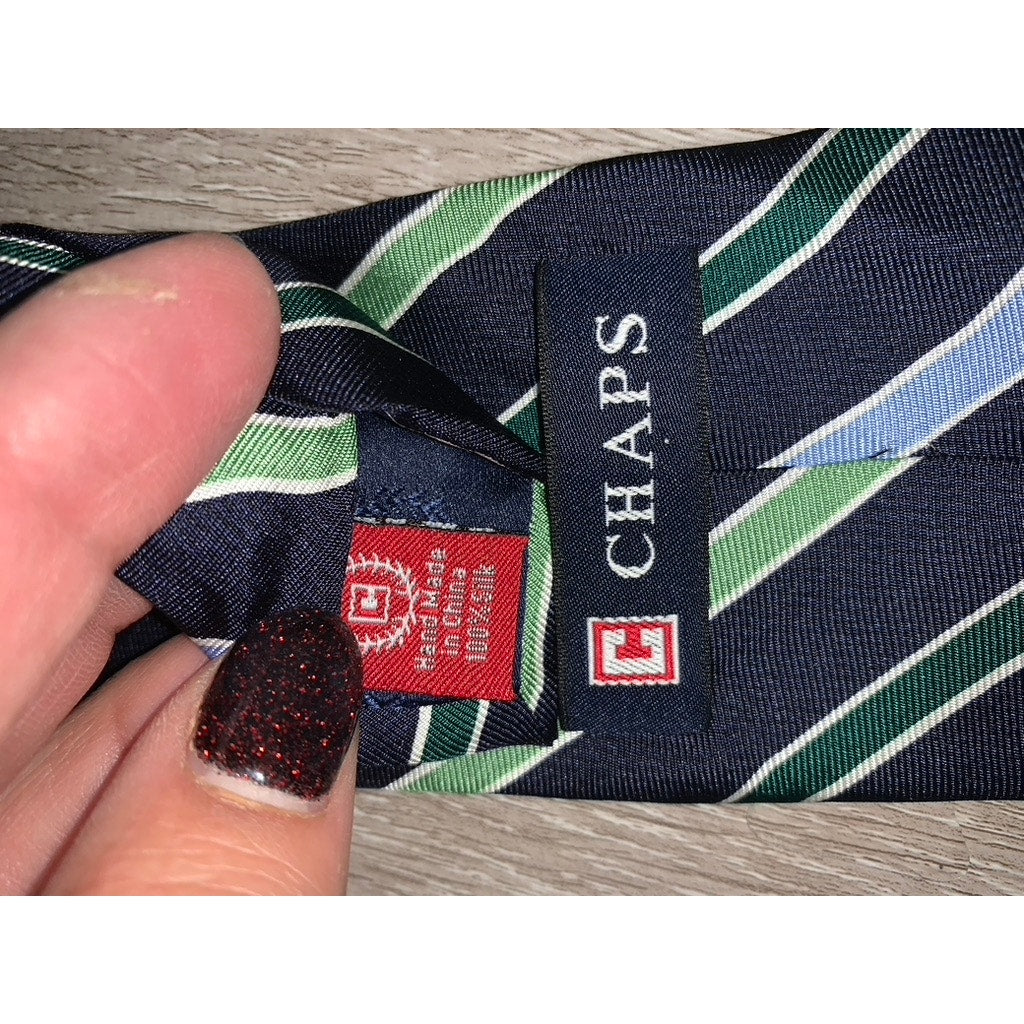 Chaps Men's Multicolor Striped Silk Necktie Set 2 Piece Classic